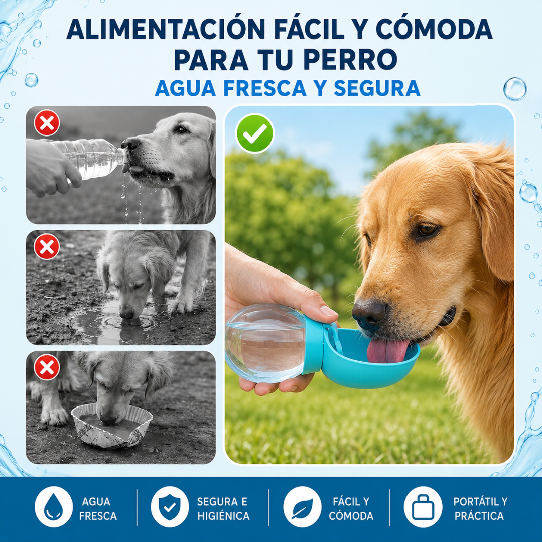Botella de agua para mascotas plegable