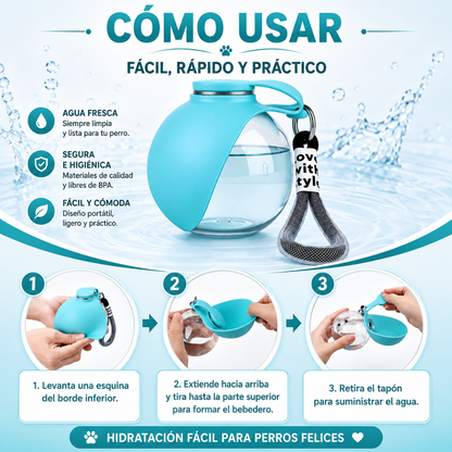 Botella de agua para mascotas plegable